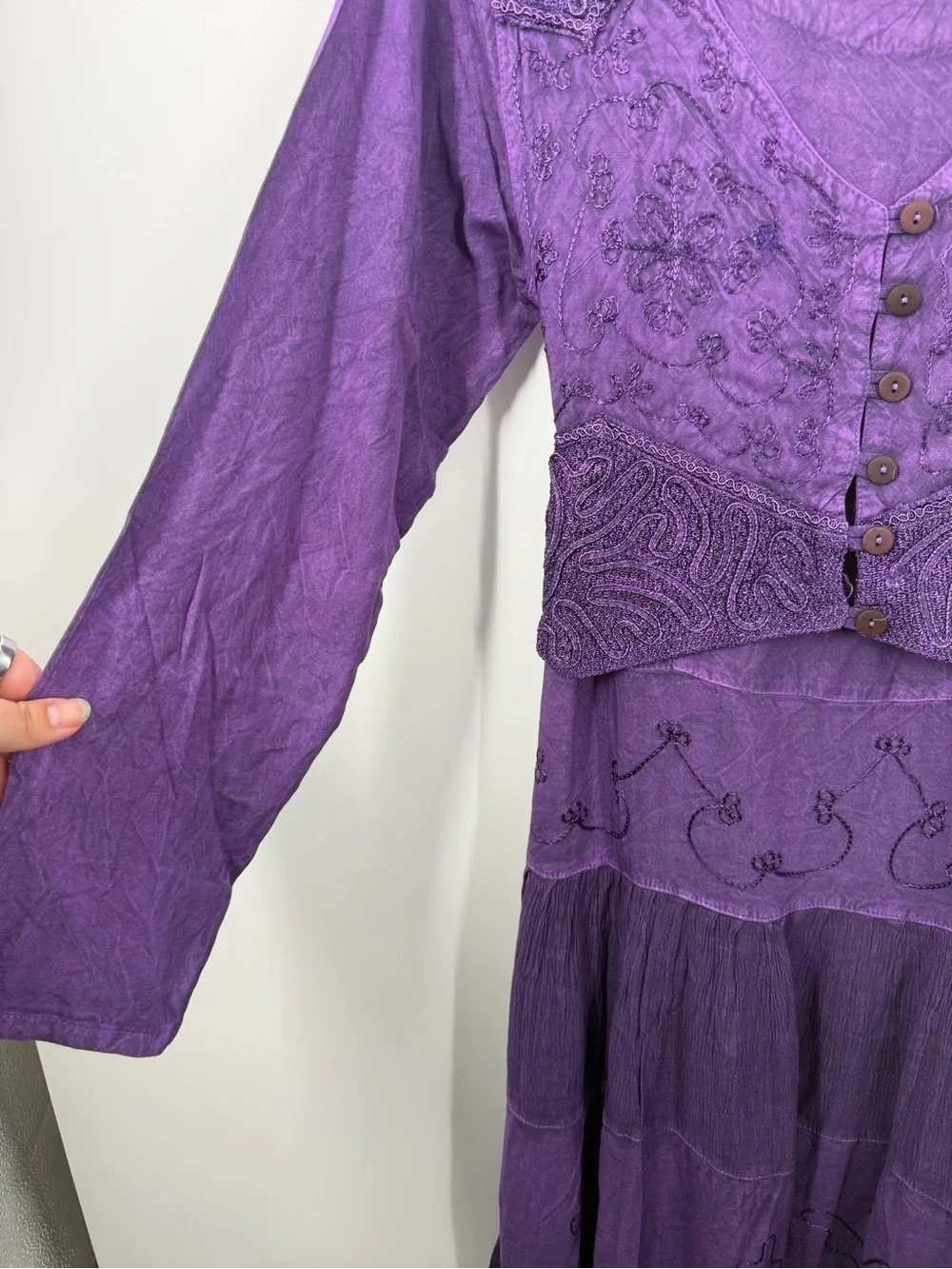 Vintage Whimsy Goth Purple Maxi Long sleeve dress - Picture 4 of 12